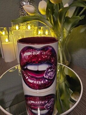 Plum and White Ceramic Coffee cup [11oz]